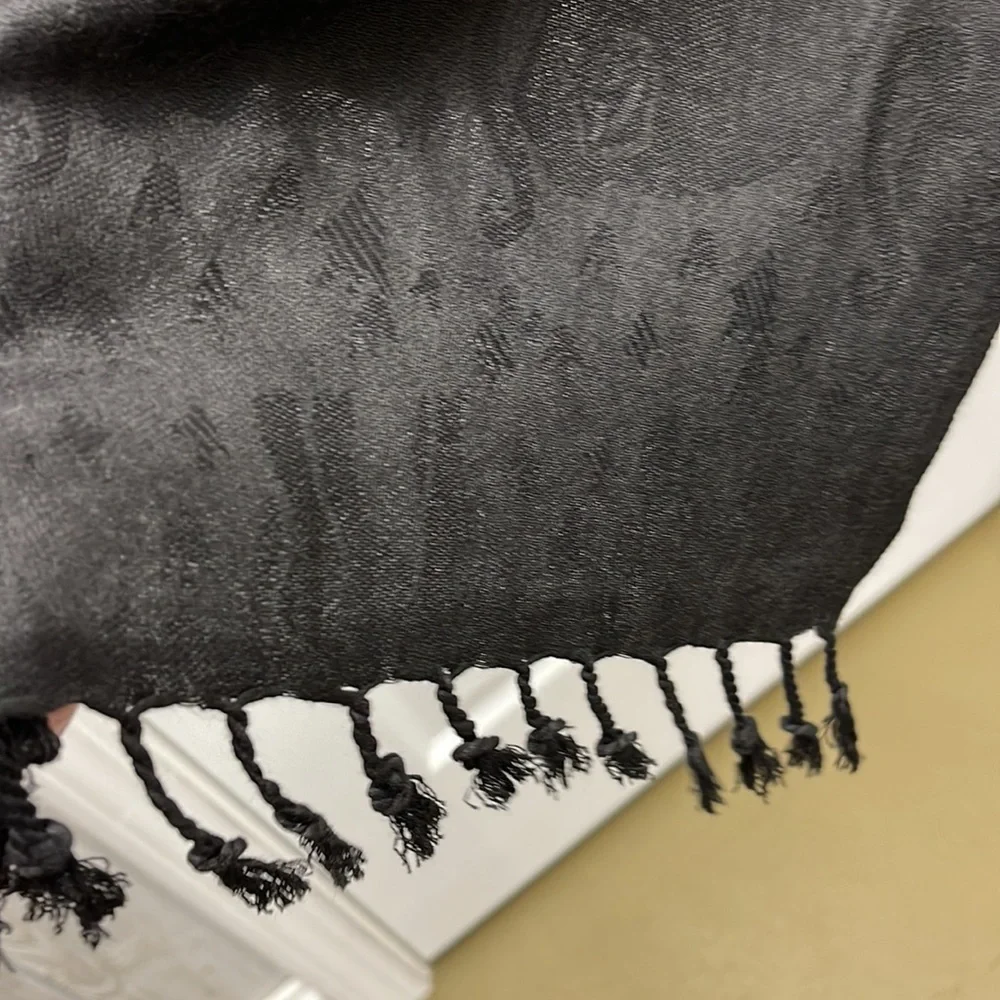 Orange & Black Elephant Fringed Long Scarf